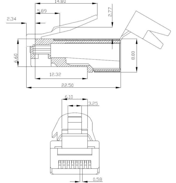 Plug Cat. 6A RJ45 Schermato STP per Cavo Rigido/Flessibile Cat.6/6A/7 10pz - immagine 6