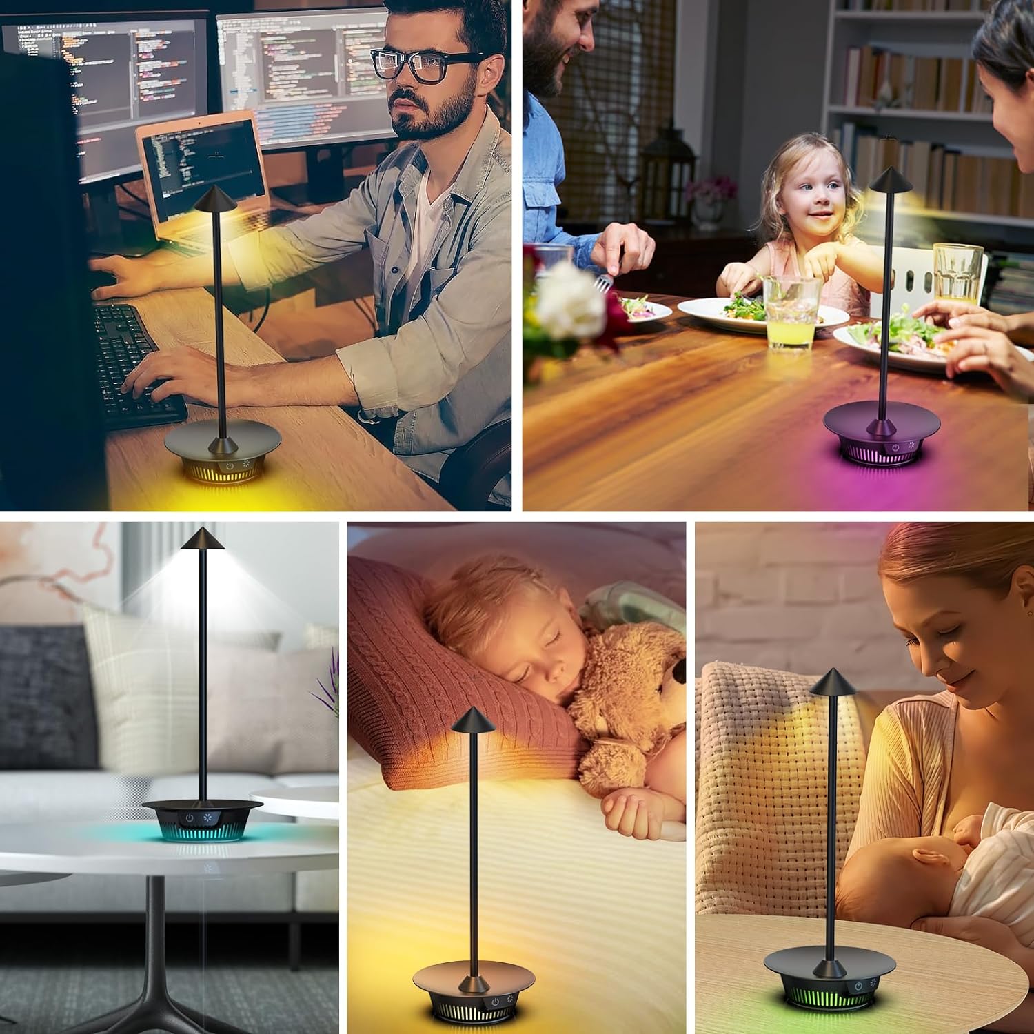 Lampada LED Multicolore da Tavolo Dimmerabile Batteria Ricaricabile Alimentazione USB-C™ - immagine 6