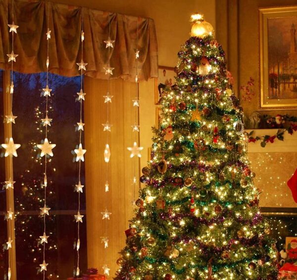 Tenda Luminosa con Stelle Natalizie 80 LED e Telecomando - immagine 6