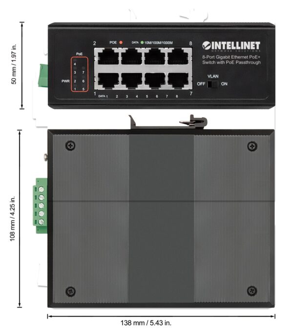 Switch Ethernet Gigabit 8 porte PoE+ con PoE Passante - immagine 6