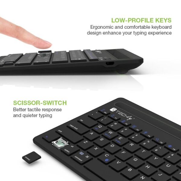Mini Tastiera Wireless 78 Tasti a 2 Canali con Tasti di Scelta Rapida e Stand per Tablet - immagine 6