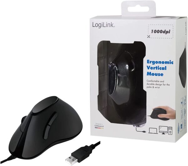 Mouse Verticale Ottico Ergonomico USB 1000dpi Nero - immagine 6