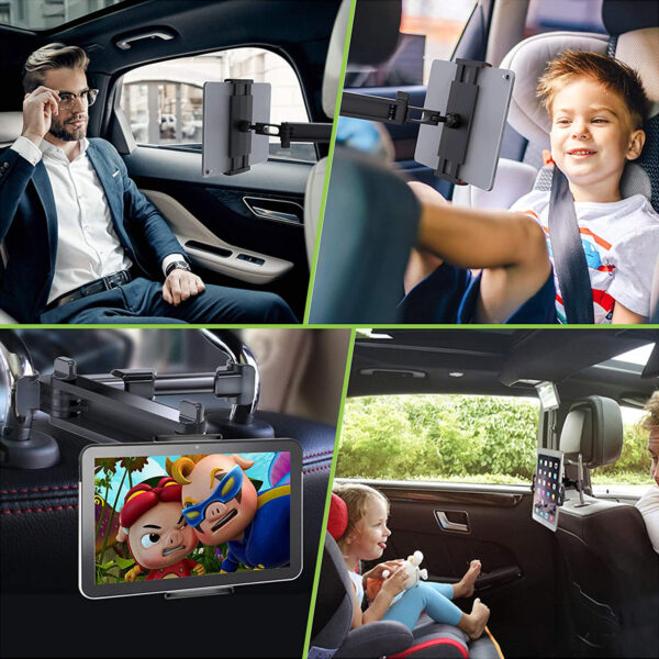 Supporto Tablet Smartphone Estensibile per Poggiatesta auto Rotazione 360° - immagine 6