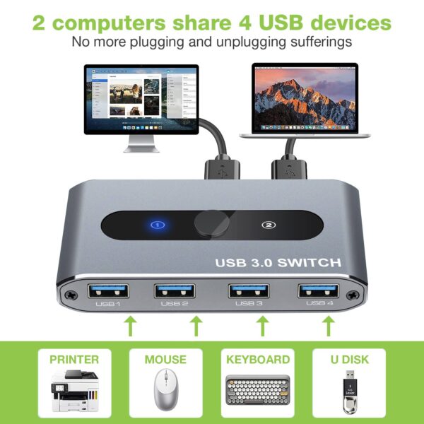 Switch USB 3.0 per 2 PC in 4 out - immagine 6
