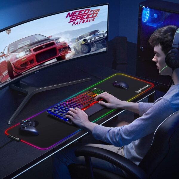 Tappetino Mouse Gaming XXL Illuminazione LED Effetti Luce RGB - immagine 6