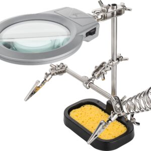 Supporto Saldatura a Tre Bracci con Lente LED e Spugna