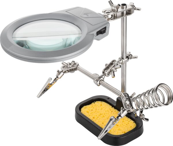 Supporto Saldatura a Tre Bracci con Lente LED e Spugna
