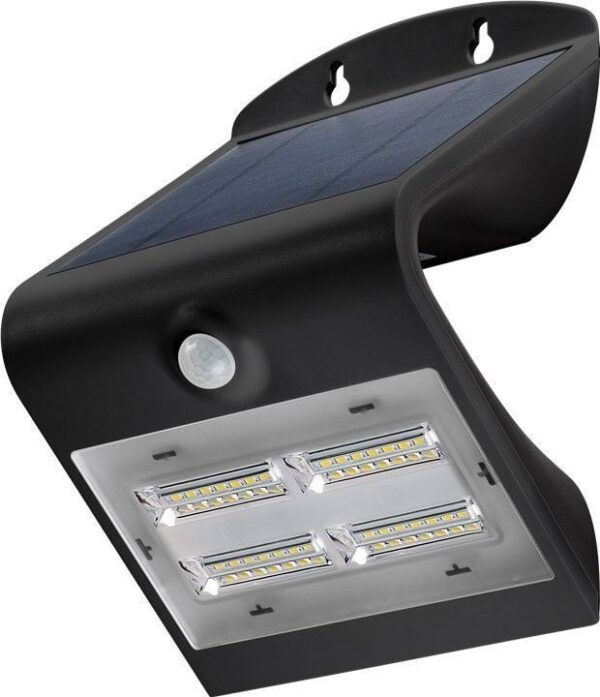 Lampada LED Solare a Muro 3,2W IP65 Sensore di Movimento Nero