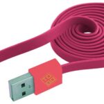 Cavo Flat USB AM a Micro USB M 1m A Rosa / Corallo