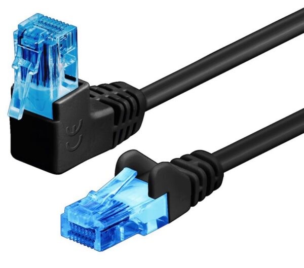 Cavo di rete Patch Connettore Angolato 90° CCA Cat.6A UTP 1m Nero