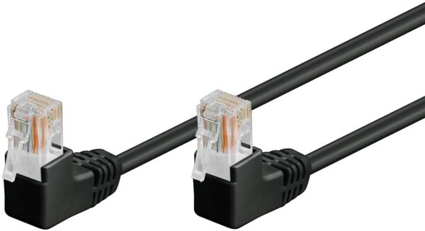 Cavo di rete Patch Angolato 90° CCA Cat. 5e Nero UTP 0,25 m
