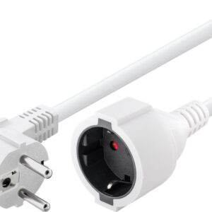 Cavo Alimentazione Schuko Maschio Angolato / Femmina 5m Bianco