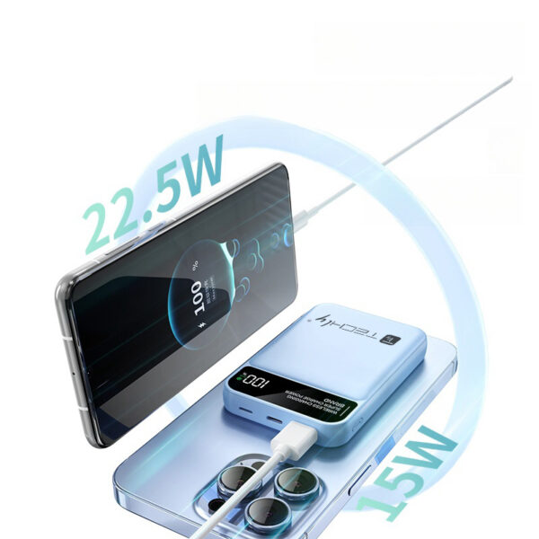 Power Bank Wireless Magnetico 3 in 1 con LED 10.000 mAh 22,5W Nero - immagine 7