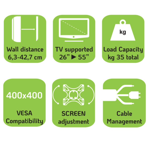 Supporto a Muro per TV LED LCD 32-55'' Full-Motion - immagine 7
