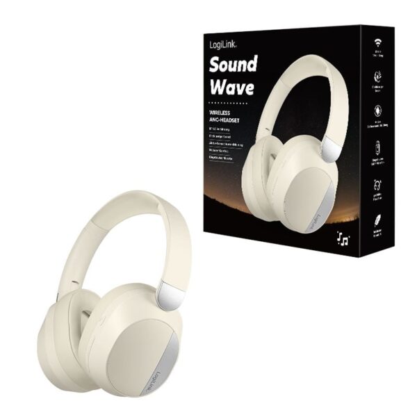Cuffia Bluetooth V6.0 a Cancellazione Attiva del rumore ANC Beige - immagine 7