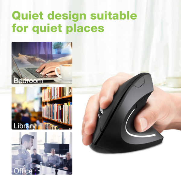 Mouse Verticale Ottico 1600dpi Ergonomico Wireless - immagine 7