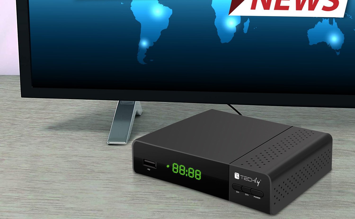 Decoder Ricevitore Digitale Terrestre DVB-T/T2 H.265 HEVC 10bit con Display e Telecomando Universale 2 in 1 - immagine 7