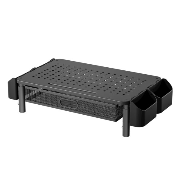 Supporto per Monitor Ergonomico Regolabile a 3 Altezze con Cassetto e Portaoggetti - immagine 6