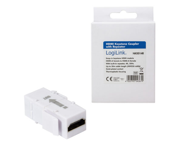 Accoppiatore Keystone HDMI con Ripetitore Bianco - immagine 6