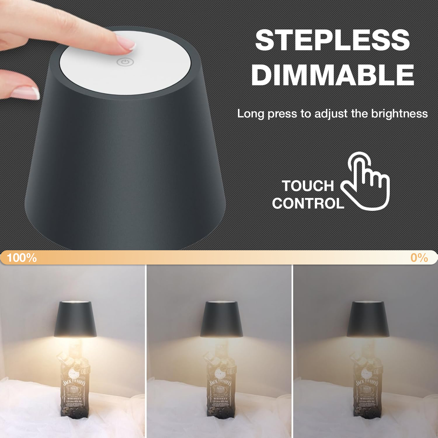 Lampada LED Paralume per Bottiglie Dimmerabile Batteria Ricaricabile Alimentazione USB-C™ - immagine 6