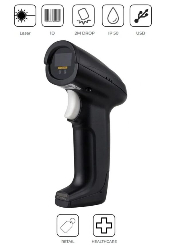 Lettore Codici a Barre USB Laser Barcode Reader 1D IP50 - immagine 7