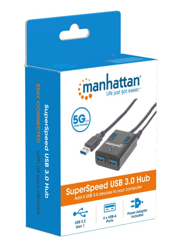 Hub USB 3.0 4 Porte con Alimentatore 5V 3A Nero - immagine 7