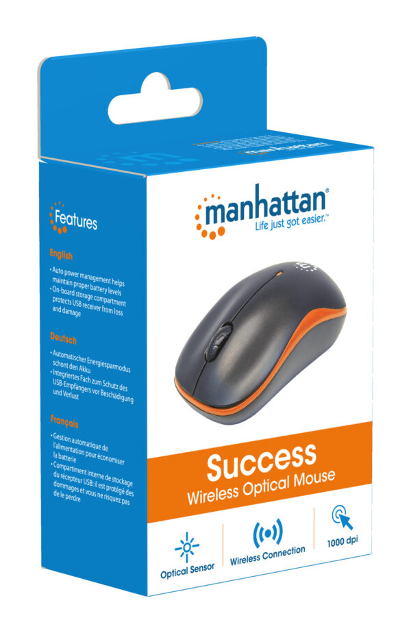 Mouse Ottico Wireless con Micro Ricevitore USB 1000dpi Nero/Arancione - immagine 7