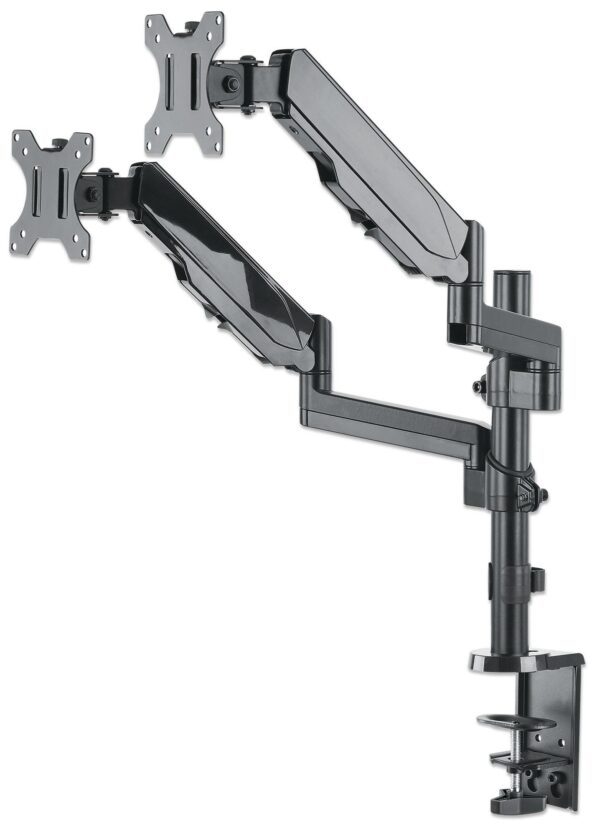 Supporto da Scrivania Doppio Monitor 17-32'' con molla a gas Nero - immagine 7