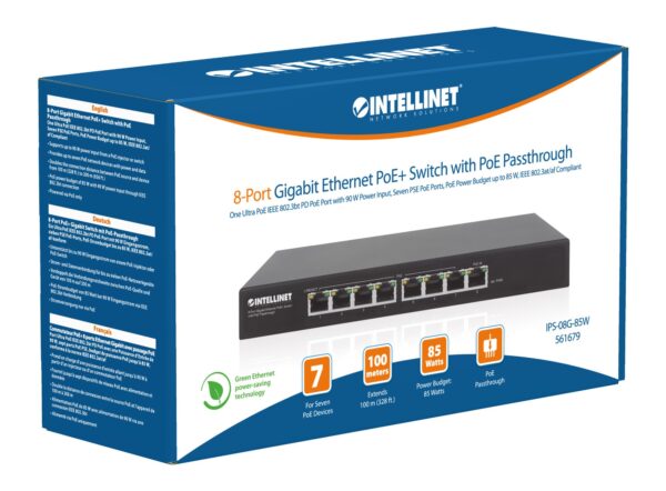 Switch PoE+ Gigabit Ethernet a 8 porte con passthrough PoE - immagine 7