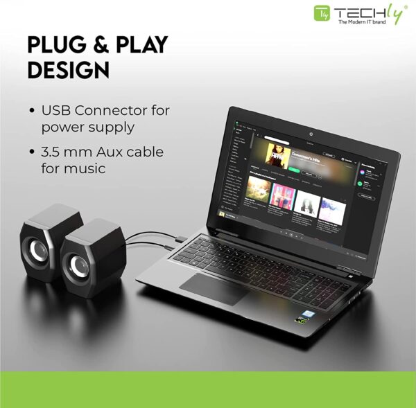 Set Altoparlanti per Notebook e PC USB 2.0 Jack 3,5mm Controllo Volume - immagine 7
