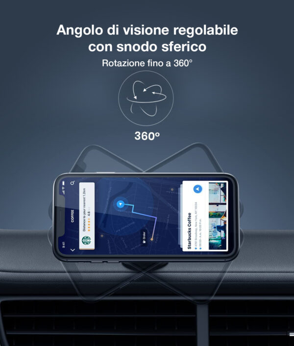 Supporto Smartphone Magnetico con Doppio Snodo Metallico 360° - immagine 6