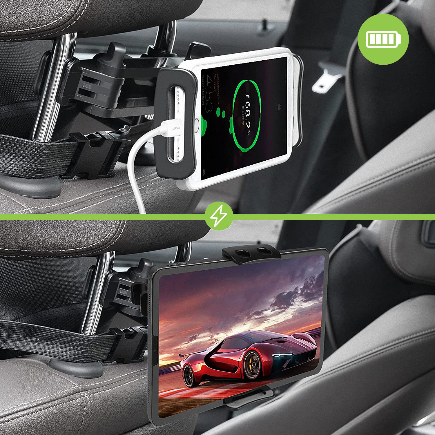 Supporto Tablet Smartphone Estensibile per Poggiatesta auto Rotazione 360° - immagine 7