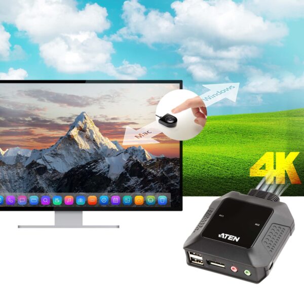 Switch KVM per doppio schermo DisplayPort (ThunderBolt) 2 USB, CS22DP - immagine 6