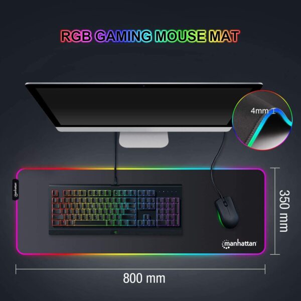 Tappetino Mouse Gaming XXL Illuminazione LED Effetti Luce RGB - immagine 7