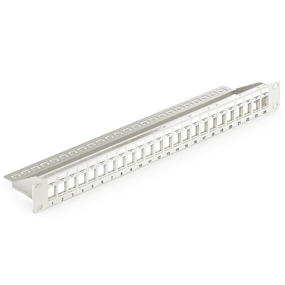 Pannello Patch Modulare Senza Frutti 24 Posti 1U Grigio