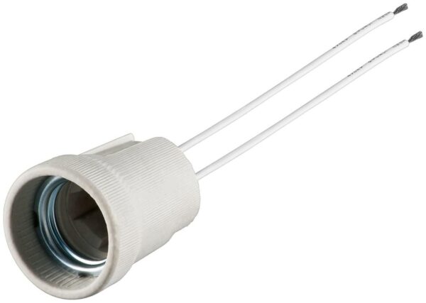 Portalampada E27 in Ceramica con Doppio Cavo