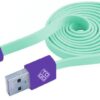 Cavo Flat USB AM a Micro USB M 1m Verde Acqua / Viola