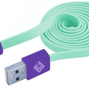 Cavo Flat USB AM a Micro USB M 1m Verde Acqua / Viola