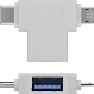 Adattatore a T USB-A, Micro-B e USB-C™ Bianco