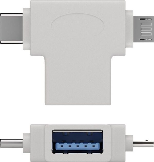 Adattatore a T USB-A, Micro-B e USB-C™ Bianco