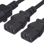 Cavo Prolunga di Alimentazione Sdoppiato 2 C13 F a 1 C14 M 1,8 m Nero
