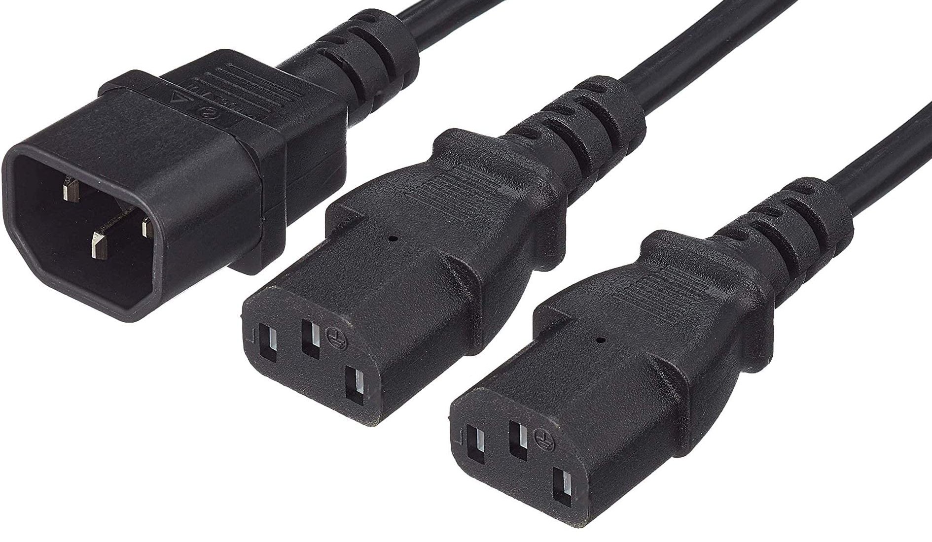 Cavo Prolunga di Alimentazione Sdoppiato 2 C13 F a 1 C14 M 1,8 m Nero