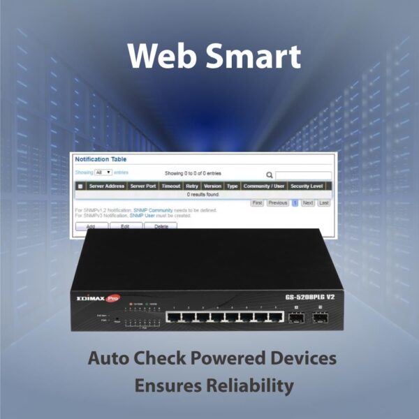Smart Switch Web 10 porte Gigabit PoE+ 2 porte SFP, GS-5208PLG V2 - immagine 9