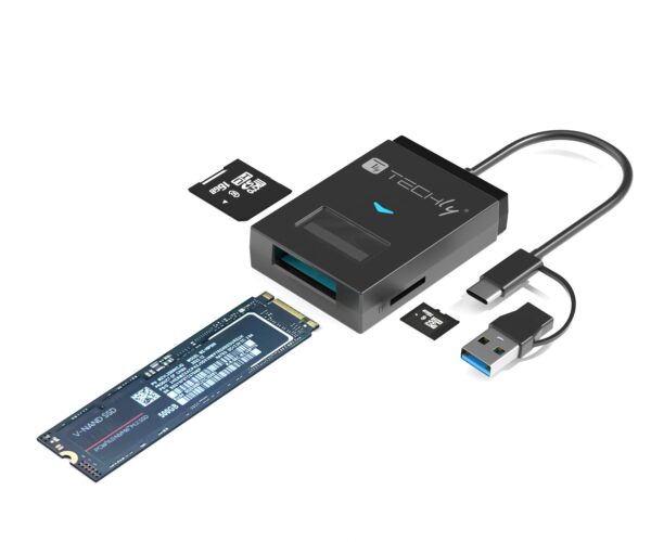 Adattatore USB-A/USB-C™ a NVME/SATA M.2 con Lettore Memorie SD/TF - immagine 8