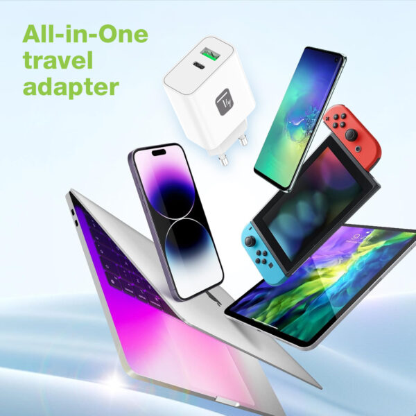 Caricatore Alimentatore USB-C™ 30W e USB-A QC3.0 da Muro - immagine 8