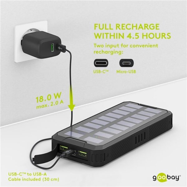 Caricabatterie a Ricarica Solare Rapida 20.000 mAh USB-C™ PD QC3.0 - immagine 8