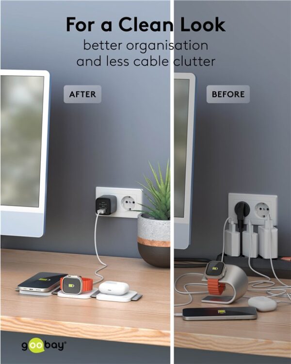 Caricatore Qi Wireless Caricabatterie 3in1 Stazione di Ricarica Pieghevole 15W - immagine 6