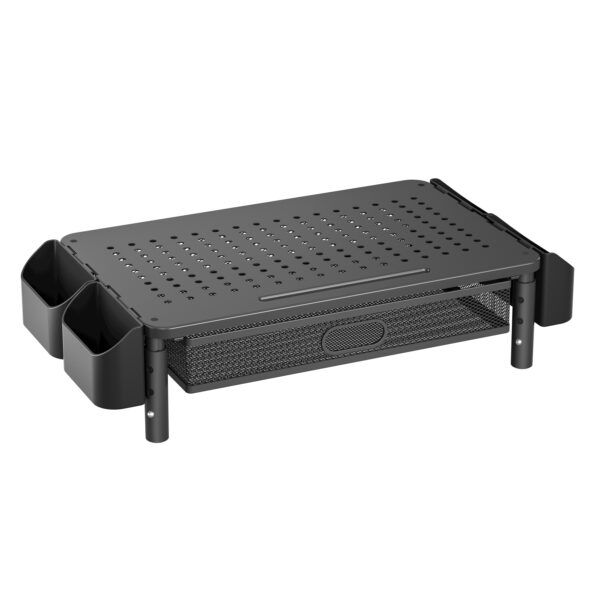 Supporto per Monitor Ergonomico Regolabile a 3 Altezze con Cassetto e Portaoggetti - immagine 7