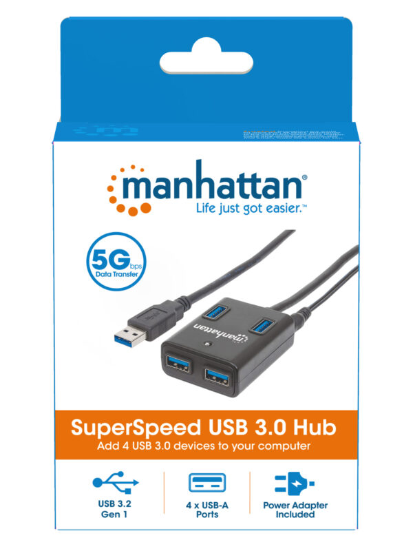 Hub USB 3.0 4 Porte con Alimentatore 5V 3A Nero - immagine 8