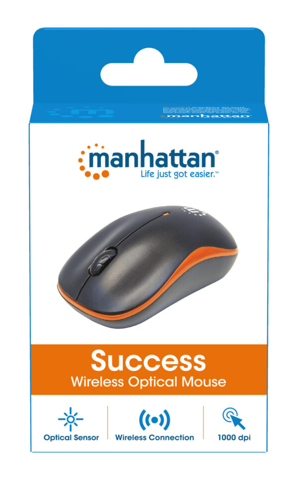 Mouse Ottico Wireless con Micro Ricevitore USB 1000dpi Nero/Arancione - immagine 8